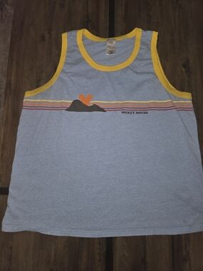 Disney Mickey Mouse Retro Ringer Tank Top Blue Yellow Contrast Trim XL